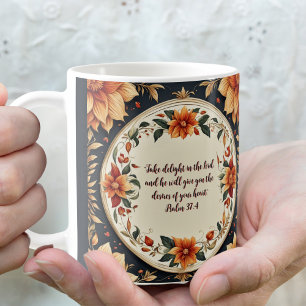 Mug Cadre de fleurs d'automne Verset personnalisable
