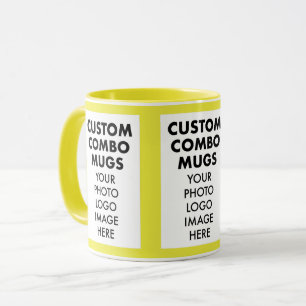 Mug Cadre de portrait jaune 4:6 3 x Photo Combo person