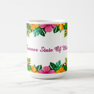 Mug Cadre d'Hibiscus Tropical Avec Feuilles d'Été 🌴