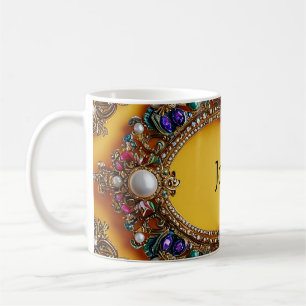 Mug Cadre Doré Avec Perles Élégantes