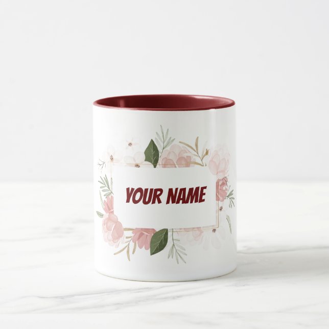 Mug Cadre floral personnalisé (Centre)