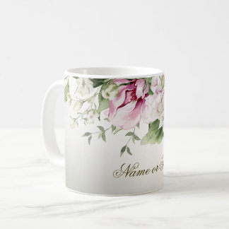 Mug Cadre floral rose aquarelle Bronze brillant Élégan