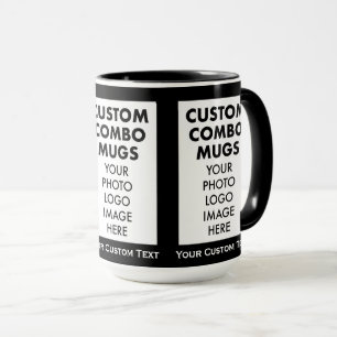 Mug Cadre Noir 4:6 x 3 Texte de Photo Grande Combo Per