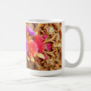 Mug Cadre orné d'or élégant avec des fleurs