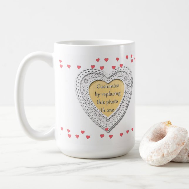 Mug Cadre Photo Avec Petits Coeurs (Avec donut)