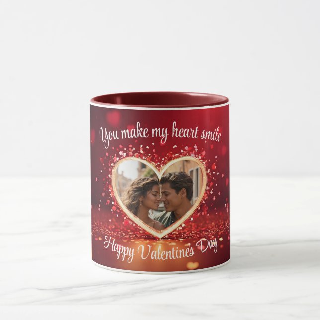 Mug Cadre photo coeur personnalisé (Centre)