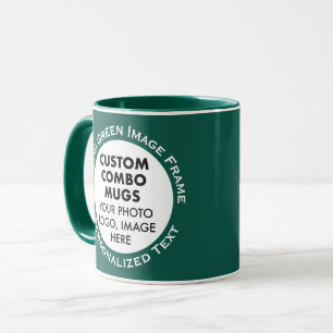 Mug Cadre Rond 2 Photo Texte Chasse Vert Combo Personn