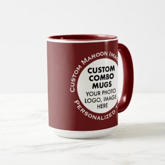 Mug Cadre Rond 2 Photo Texte Grand Marron Combo Person