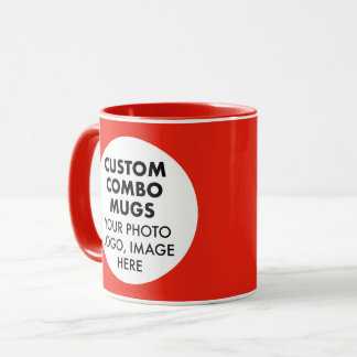 Mug Cadre Rond 2 x Logo Photo Rouge Combo Personnalisé