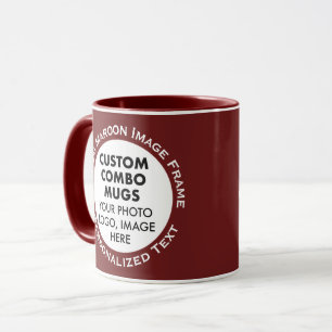 Mug Cadre Rond 2 x Photo + Texte Marron Combo Personna