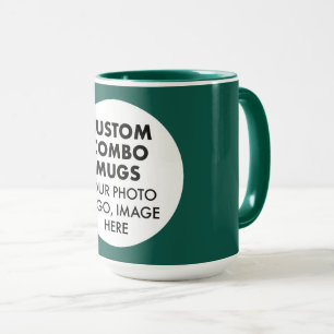 Mug Cadre Rond Photo Logo Grand Vert Combo Personnalis