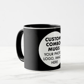 Mug Cadre Rond Photo Logo Noir Combo Personnalisé