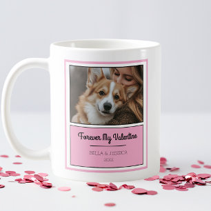 Mug Cadre rose moderne Chien personnalisé Saint Valent