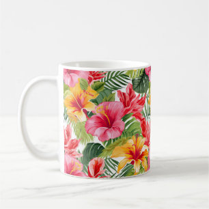 Mug café à fleurs tropicales