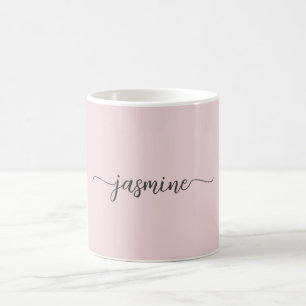 Mug Café à la signature de monogramme rose saumon élég