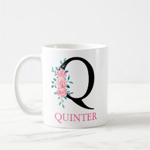 Mug Café à lettre unique personnalisée Q aquarelle Mon