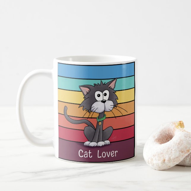 Mug café Amoureux des chats festif (Avec donut)