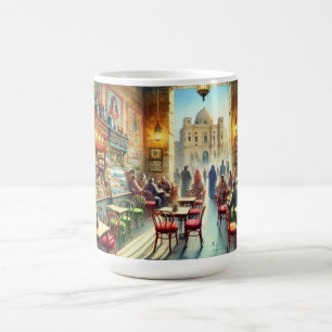 Mug Café au Caire Egypte Aquarelle Peinture