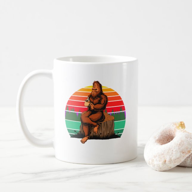 Mug Café Avec Bigfoot Sasquatch Drôle Cadeau (Avec donut)