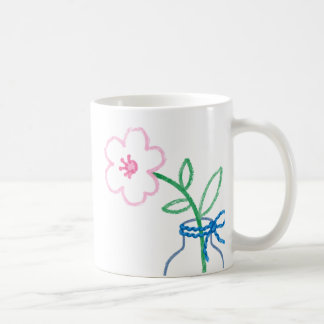 Mug Café avec Fleur Dessinée à la Main dans un Vas
