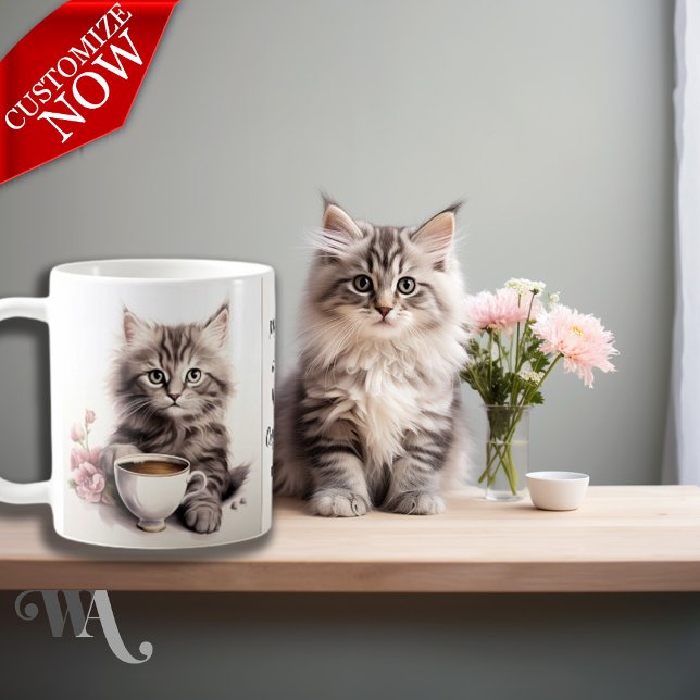 Mug Café avec mon chat (Easy to customize text )