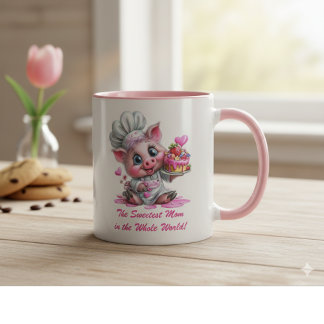 Mug Café Bicolore Chef Cochon Maman le Plus Gentil