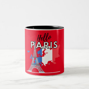 Mug Café Bonjour Paris Bicolore