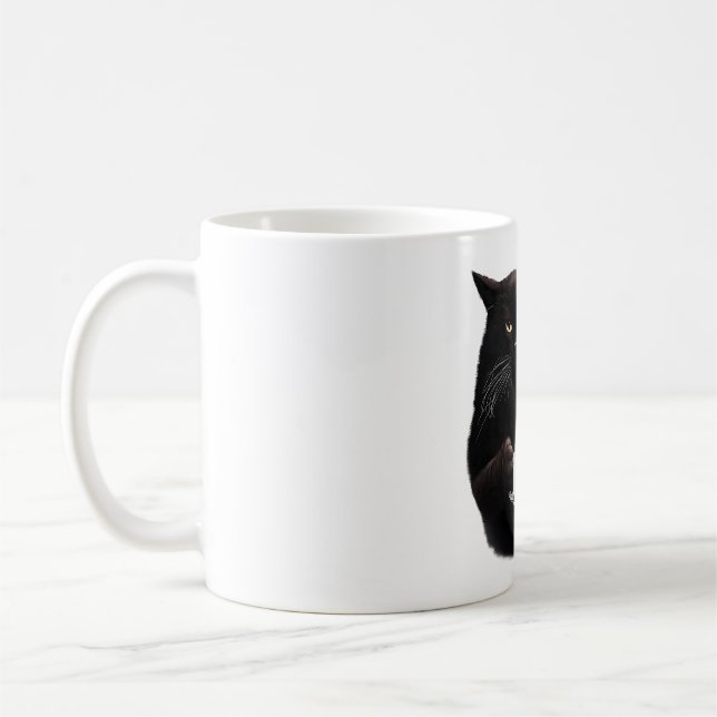 Mug Café Bossy Black Cat pouces vers le haut (Gauche)
