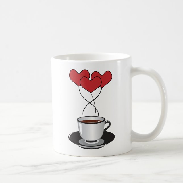 Mug Café, Café Arabica, Café Noir, Coeurs (Droite)