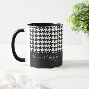 Mug Café classique moderne noir et blanc Houndstooth