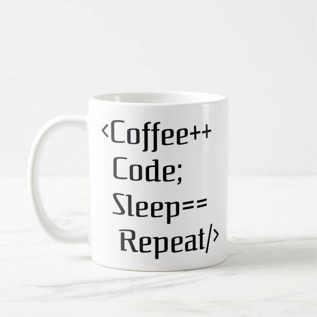 Mug Café++ Code ; Veille==Répéter | Funny Programmer Q (Gauche)