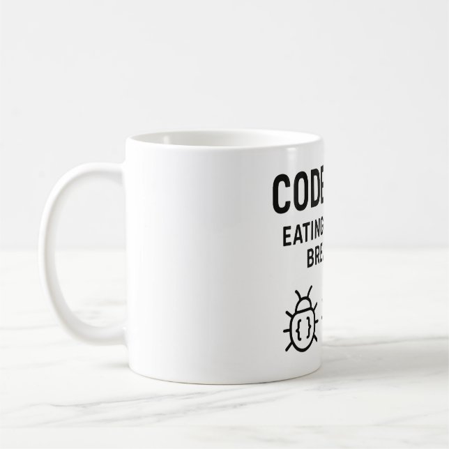 Mug café coder personnalisé - Manger des bugs pour (Gauche)