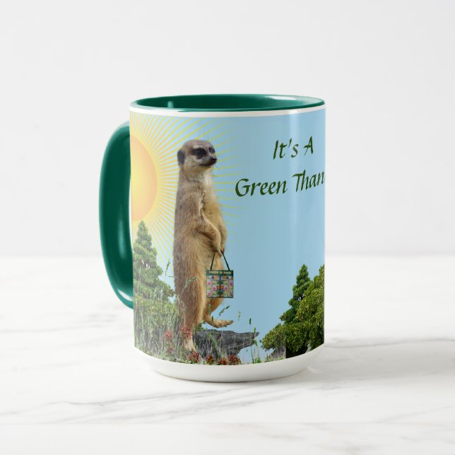 Mug Café ? Coupe des animaux 'GreenThang' Meerkat (Devant gauche)
