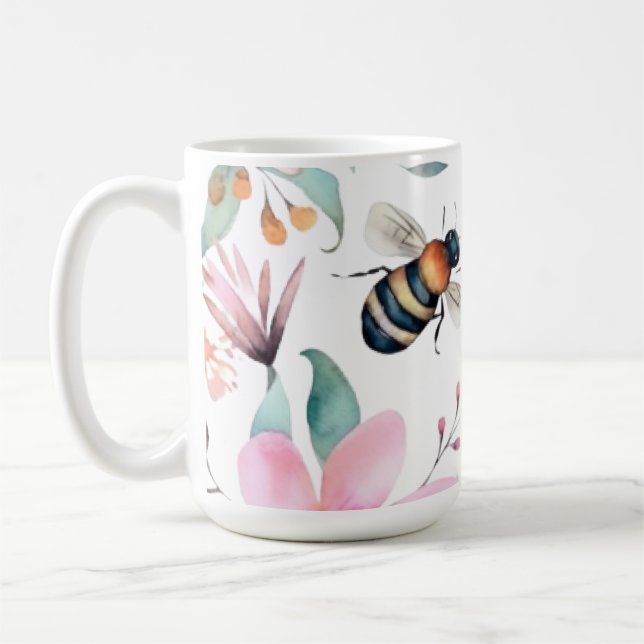 Mug Café d'abeille et de fleurs (Gauche)
