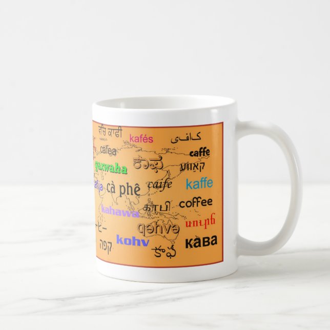 Mug Café, dans beaucoup de langues, avec l'arrière - (Droite)