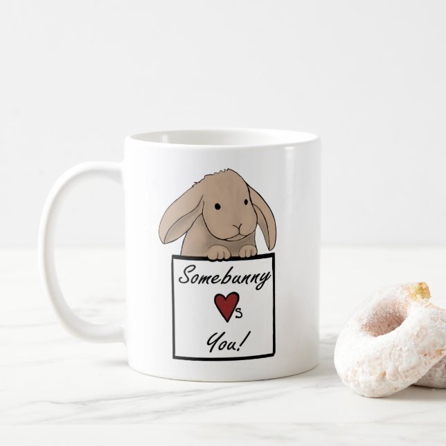Mug Café de lapin/tasse de thé - Somebunny vous aime ! (Avec donut)