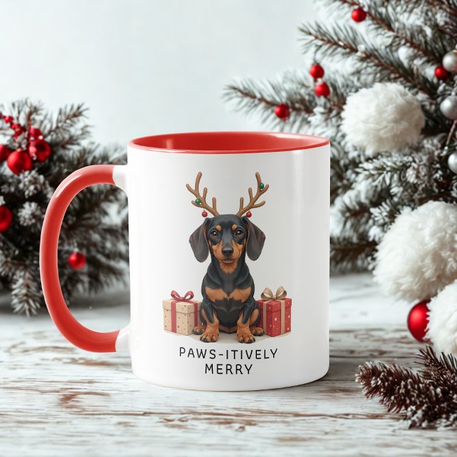 Mug Café de Noël Pawsitly Joyeux Dachshund Doxie (Créateur téléchargé)