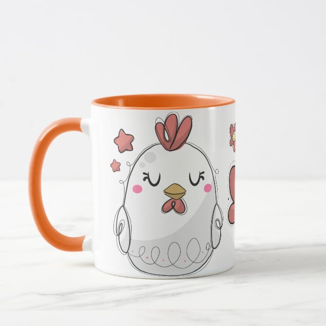 Mug Café de poulet à la main rustique mignon (Gauche)