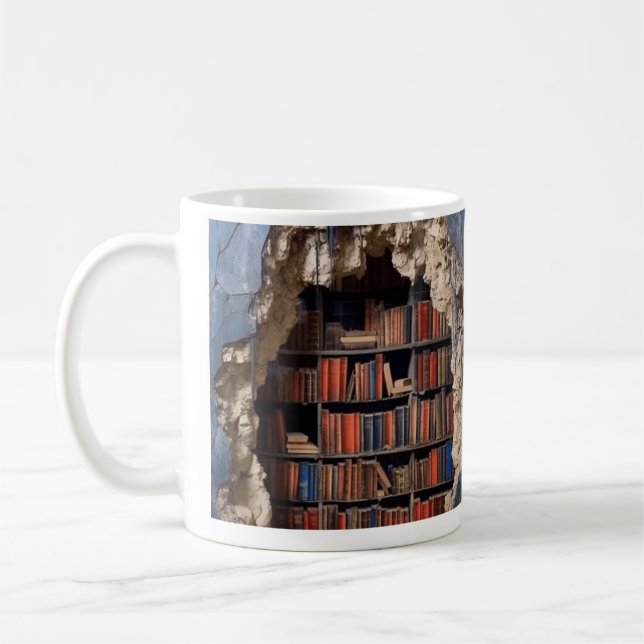 Mug Café en boîte de bibliothèque 3D Cadeaux d'anniver (Gauche)