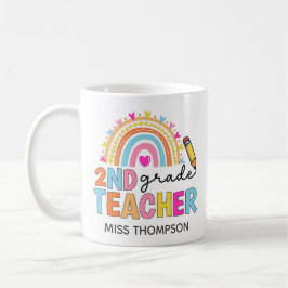 Mug café enseignant de 2e année Rainbow