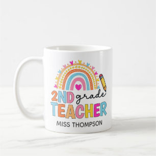 Mug café enseignant de 2e année Rainbow