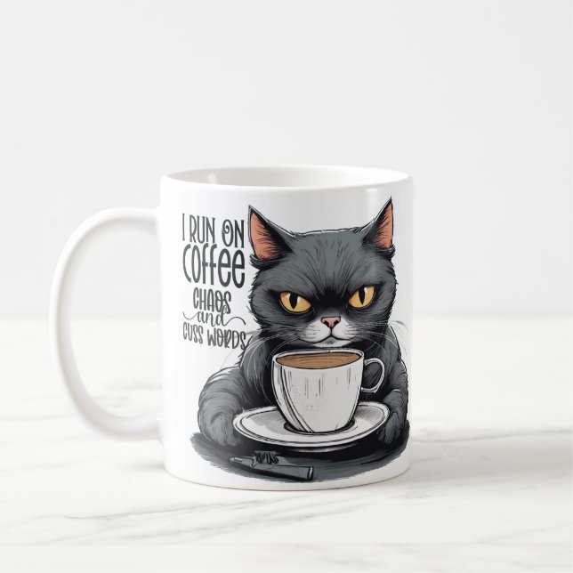 Mug Café et Chaos, Chat, Humour de chat et de café (Gauche)