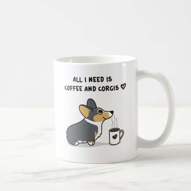 Mug Café et Corgis [tri2 à tête noire] (Droite)