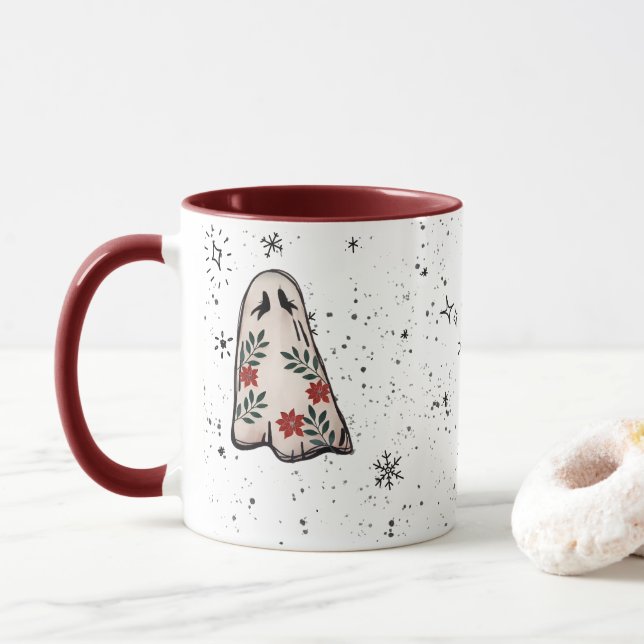 Mug café fantôme de Noël (Avec donut)