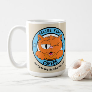 Mug CAFÉ FÉLIN FIN Monsieur Gato Chat de Dessin Animé 