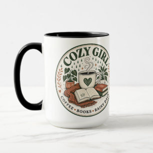 Mug Café Fille Confortable Livres Journées Pluvieuses