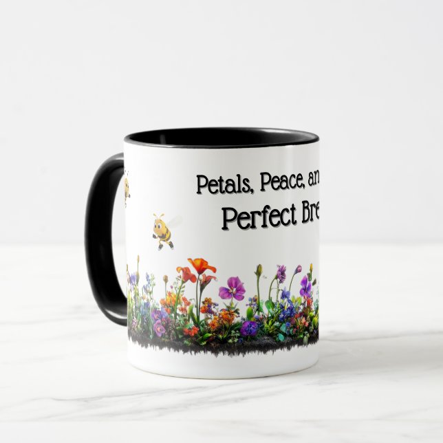 Mug café fleur et abeilles (Devant gauche)