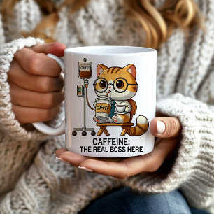 Mug Café IV Déchets Caféine Real Boss Drôle