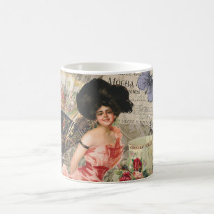 Mug Café Lady Victorian Femme Rose Classy