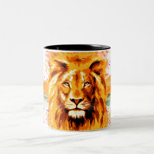 Mug café Lion Safari   Coupe de lion colorée